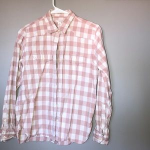 GAP light pink plaid button down